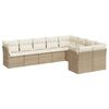 vidaXL 9-tlg. Garten-Sofagarnitur mit Kissen Beige Poly Rattan