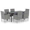 vidaXL 7-tlg. Garten-Essgruppe mit Kissen Anthrazit Poly Rattan