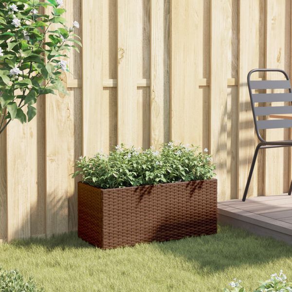 vidaXL Pflanzk&uuml;bel 2 T&ouml;pfe Braun 72x30x32 cm Poly-Rattan