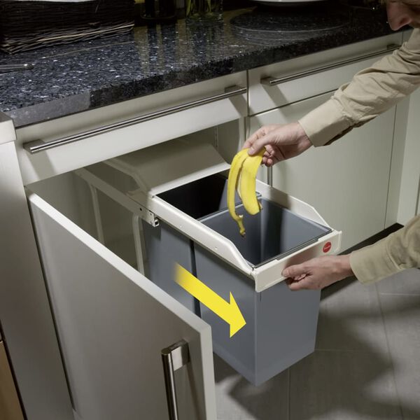 Hailo Schrank-M&uuml;lleimer Multi-Box Duo 2&times;14 L Cremewei&szlig; Gr&ouml;&szlig;e L 3659-001