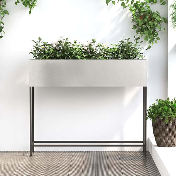 vidaXL Hochbeet Gartenpflanzer Silber 100 x 26 x 82 cm Edelstahl