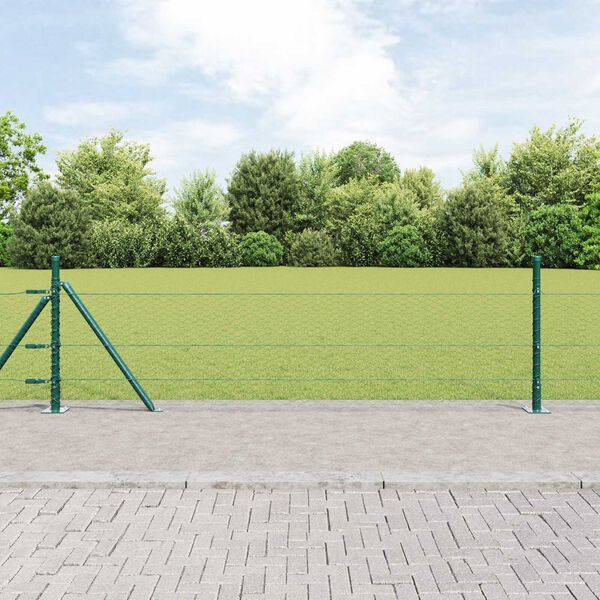 vidaXL Zaunpfosten Gr&uuml;n 100 x 0,4 m (25 mm Netz) Stahl und PVC