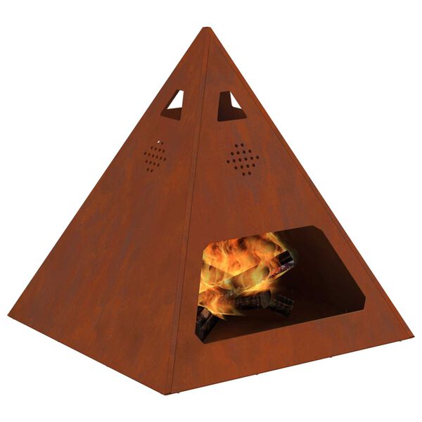 vidaXL Feuerstelle Braun 50 x 50 x 51 cm Wetterfeststahl