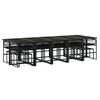 vidaXL 15-tlg. Garten-Essgruppe mit Kissen Schwarz Poly Rattan