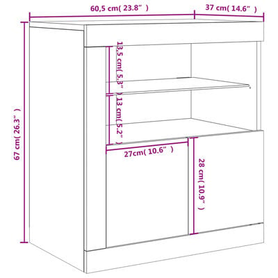 vidaXL Sideboard mit LED-Leuchten Betongrau 60,5x37x67 cm