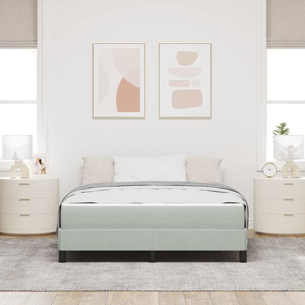 vidaXL Boxspringbett mit Matratze Hellgrau 140 x 200 cm Stoff