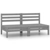 vidaXL Garten-Mittelsofas 2 Stk. Grau Kiefer Massivholz