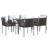 vidaXL 7-tlg. Garten-Essgruppe mit Kissen Poly Rattan und Stahl