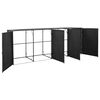 vidaXL M&uuml;lltonnenbox f&uuml;r 4 Tonnen Schwarz 305x78x120 cm Poly Rattan