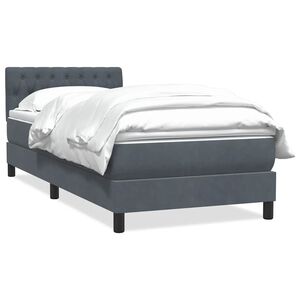 vidaXL Boxspringbett mit Matratze Dunkelgrau 80x210 cm Samt