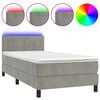 vidaXL Boxspringbett mit Matratze & LED Hellgrau 100x200 cm Samt