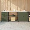 vidaXL Aufbewahrungsset f&uuml;r die K&uuml;che mit Regal 3 pcs Olive Gr&uuml;n Stahl