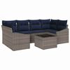 vidaXL Sofa Set mit Kissen 7 pcs Grau und Marineblau Poly-Rattan