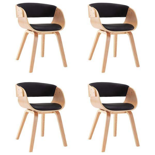 vidaXL Esszimmerst&uuml;hle 4 Stk. Schwarz Bugholz und Kunstleder