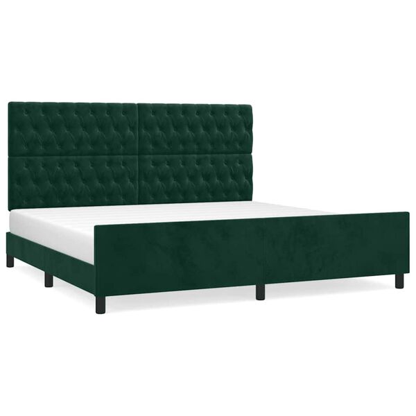 vidaXL Bettgestell ohne Matratze Dunkelgr&uuml;n 200x200 cm Samt