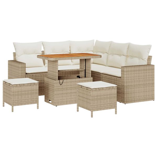 vidaXL Garten-Sofa-Set 8 pcs Beige Poly-Rattan