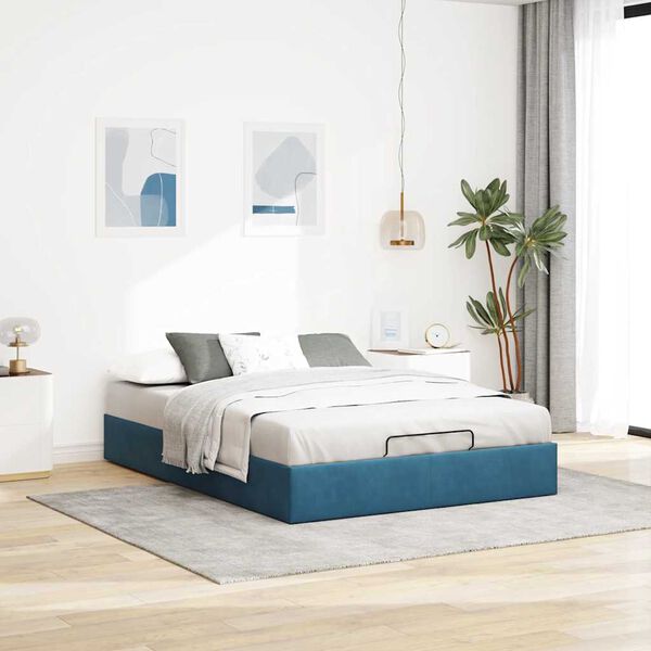 vidaXL Ottoman-Bett ohne Matratze Dunkelblau 140x200 cm Samt