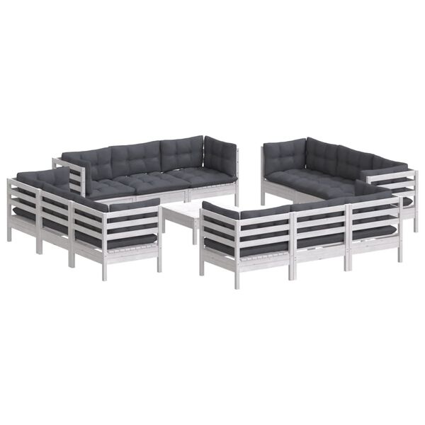vidaXL 13-tlg. Garten-Lounge-Set mit Anthrazit Kissen Kiefernholz