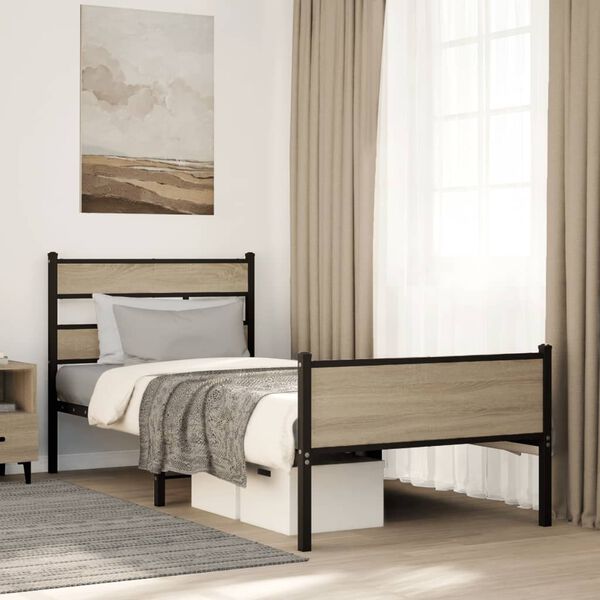 vidaXL Bettgestell ohne Matratze Sonoma-Eiche 100x190 cm Holzwerkstoff