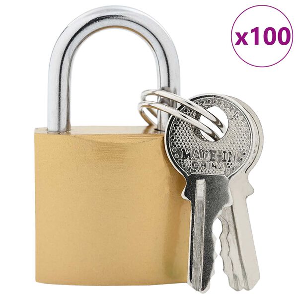 vidaXL U Schloss mit Schl&uuml;sseln 100 pcs Messing Eisen