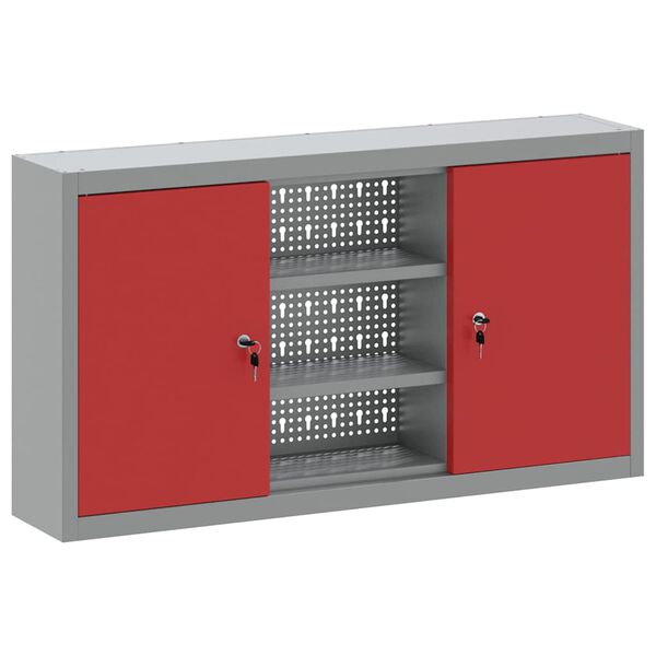 vidaXL Werkzeugschrank mit Regal Rot und Grau 50 x 20 x 55 cm