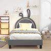 vidaXL Kinderbettgestell mit Kopfteil Hellgrau 90 x 190 cm PU