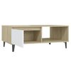 vidaXL Couchtisch Wei&szlig; und Sonoma-Eiche 90x60x35 cm Holzwerkstoff