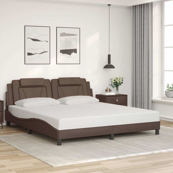 vidaXL Bettgestell "Viana" ohne Matratze Braun 180x200 cm Kunstleder