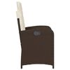 vidaXL Gartensessel Verstellbar mit Kissen Braun Poly Rattan