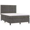 vidaXL Boxspringbett mit Matratze & LED Dunkelgrau 140x200 cm Samt