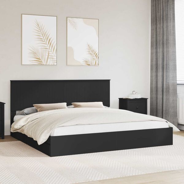 vidaXL Aufbewahrungsbett Schwarz 200 x 200 cm Holzwerkstoff