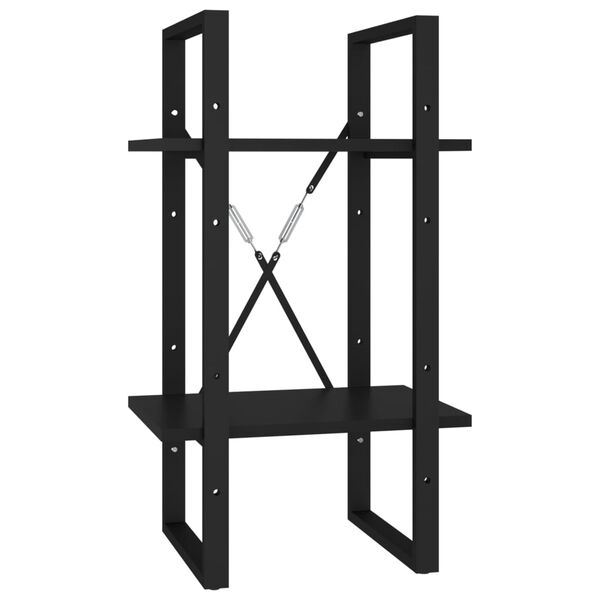 vidaXL B&uuml;cherregal 2 F&auml;cher Schwarz 40x30x70 cm Holzwerkstoff