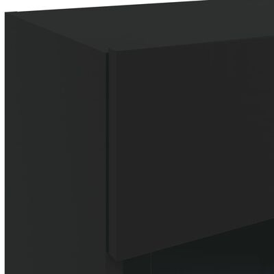 vidaXL TV-Wandschränke mit LED-Leuchten 2 Stk. Schwarz 40x30x60,5 cm