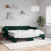 vidaXL Tagesbett Ausziehbar mit Matratzen Dunkelgr&uuml;n 80x200 cm Samt