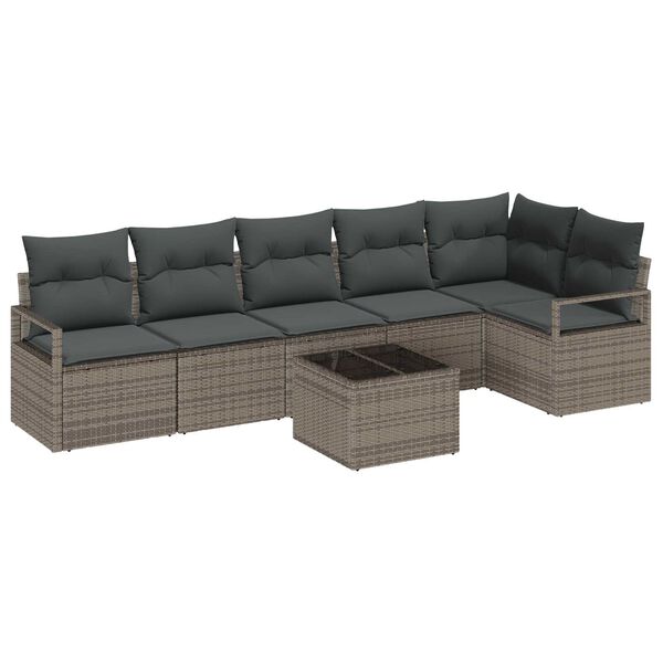 vidaXL Gartensofa-set mit Kissen 7 pcs Hellgrau Poly-Rattan