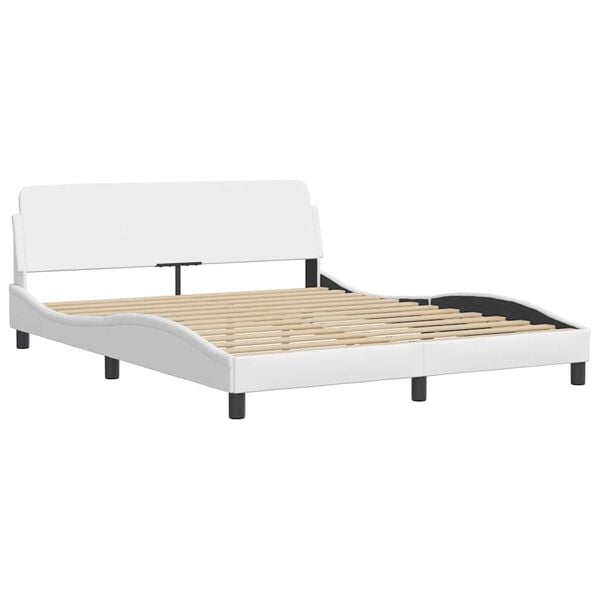 vidaXL Bettgestell "Dover" Wei&szlig; 160x200 cm Kunstleder