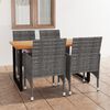 vidaXL 5-tlg. Garten-Essgruppe mit Kissen Poly Rattan Grau