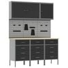 vidaXL Werkbank 8 Stk. Schwarz und Grau Ingenieure Holz und Stahl