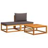 vidaXL 3-tlg. Gartensofa-Set mit Kissen Holz Akazie & Seil