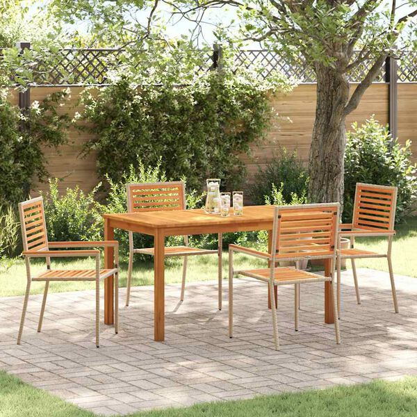 vidaXL Garten Essgruppe 5 pcs Beige Massivholz Akazie
