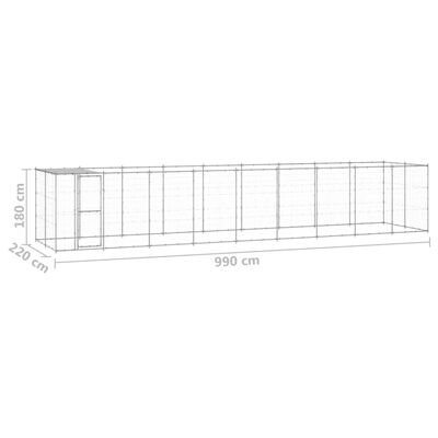 vidaXL Outdoor-Hundezwinger mit Überdachung Verzinkter Stahl 21,78 m²