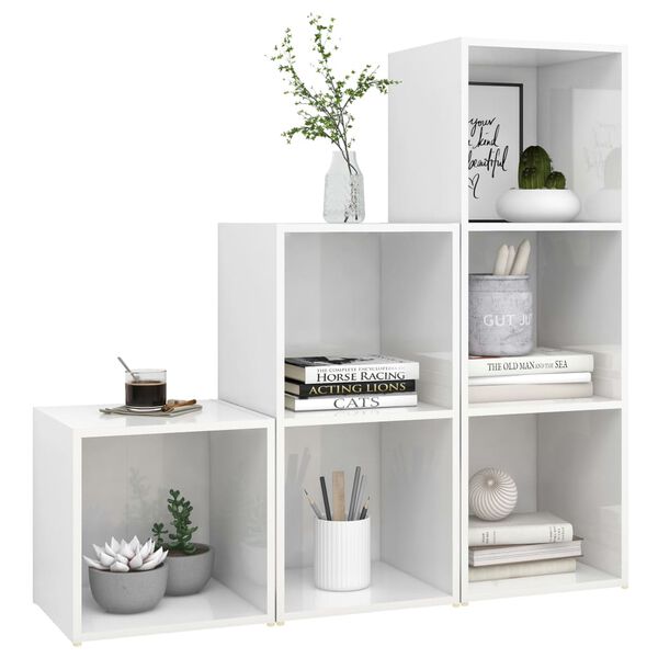 vidaXL 3-tlg. TV-Schrank-Set Hochglanz-Wei&szlig; Holzwerkstoff