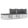 vidaXL 3-tlg. Garten-Lounge-Set mit Kissen Wei&szlig; Stahl