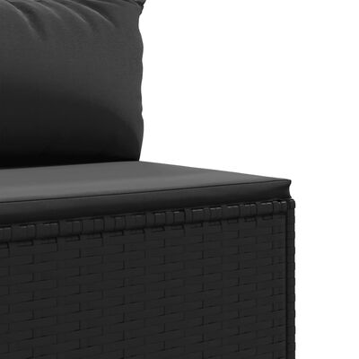 vidaXL 6-tlg. Garten-Sofagarnitur mit Kissen Schwarz Poly Rattan