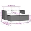 vidaXL Gartensofa 2-Sitzer mit Hockern Schwarz Poly Rattan