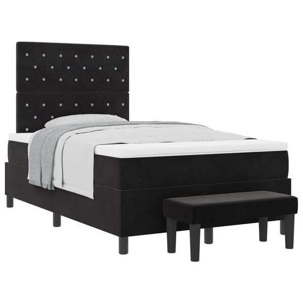 vidaXL Boxspringbett mit Matratze Schwarz 120 x 200 cm Samt