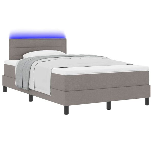 vidaXL Boxspringbett mit Matratze Taupe 120 x 200 cm Stoff