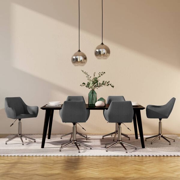 vidaXL Esszimmerst&uuml;hle 6 Stk. Drehbar Dunkelgrau Stoff