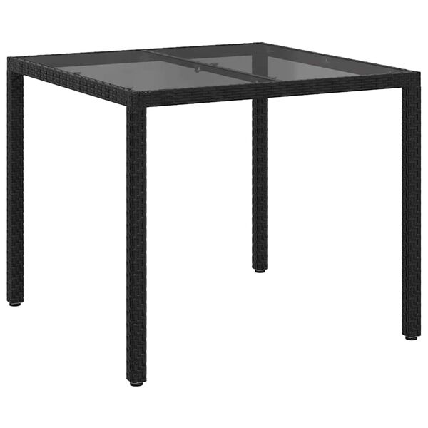vidaXL Garten-Esstisch Schwarz 90 x 90 x 75 cm Poly-Rattan