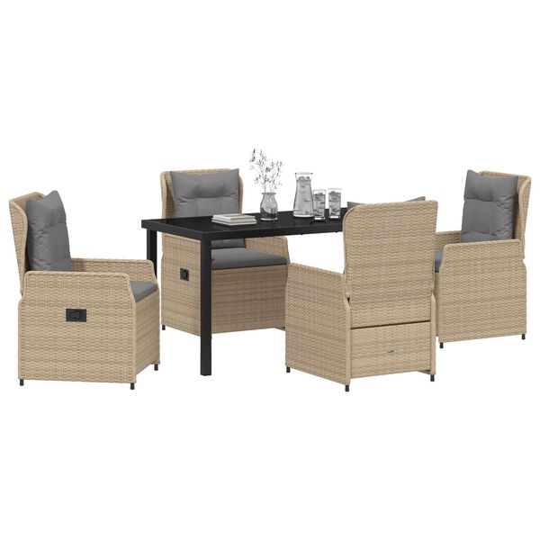 vidaXL Garten Essgruppe 5 pcs Beige und Hellgrau Poly-Rattan